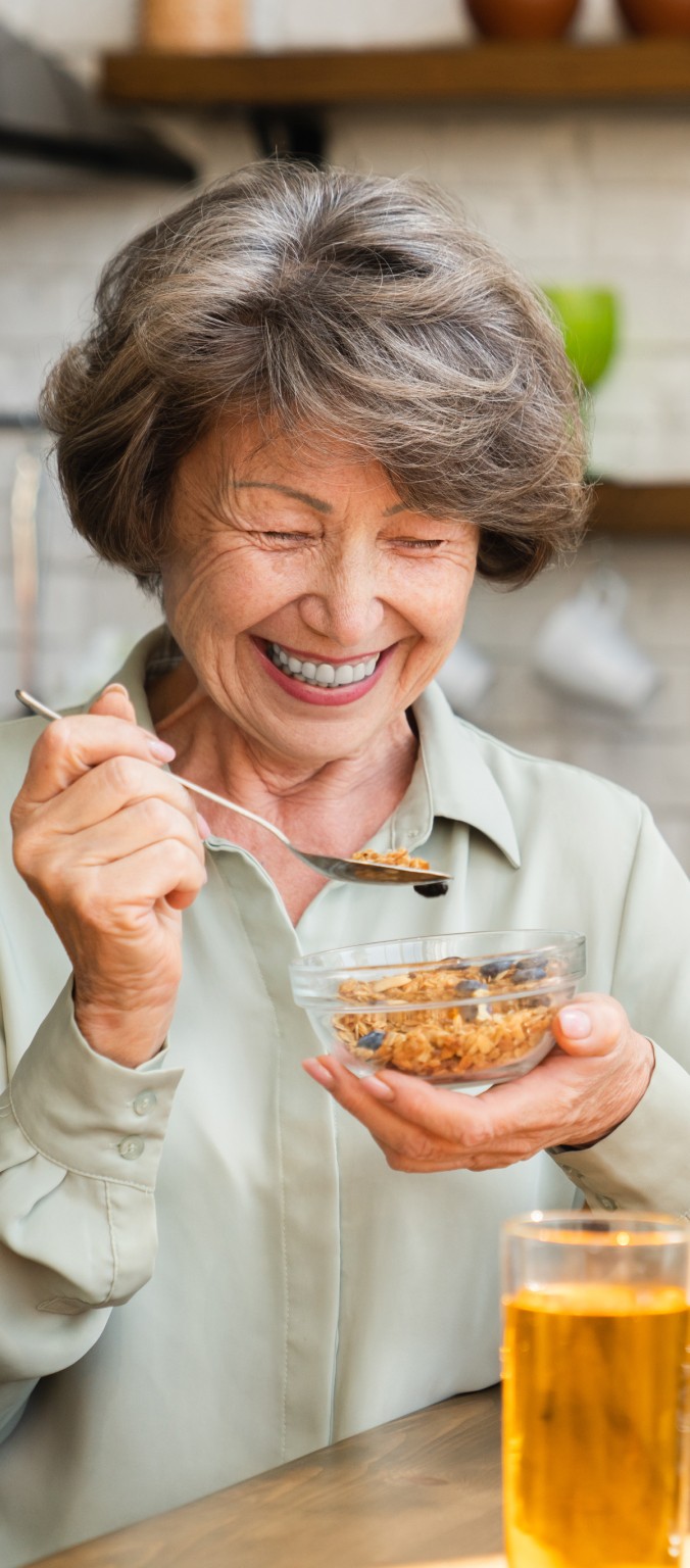 woman eating healthy food